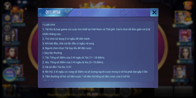 Luật chơi mới nhất của game tài xỉu đổi tiền thật